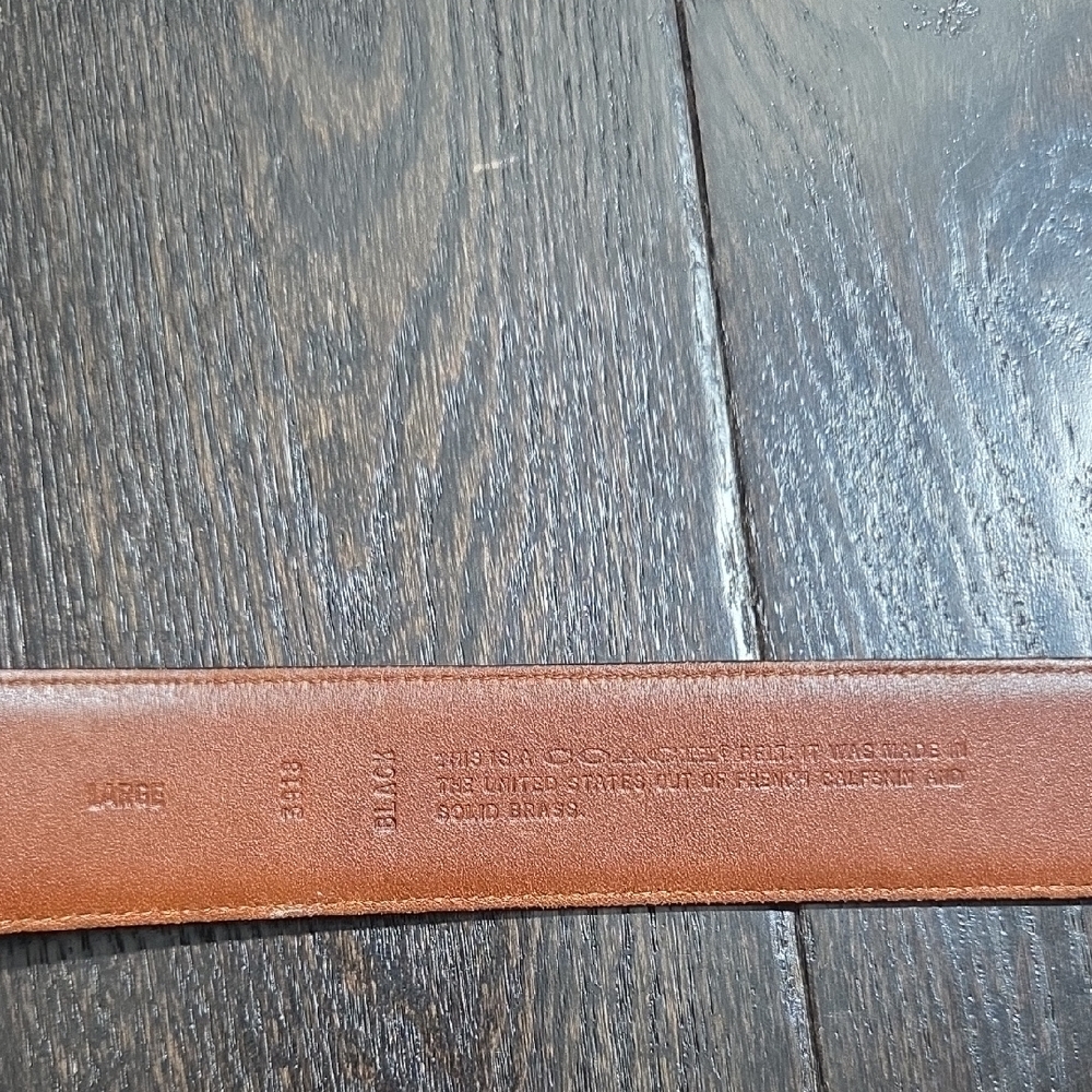 Vintage Coach Black 1½inch Leather Belt with Gold-Tone Square Buckle Large 3918 - Picture 2 of 10